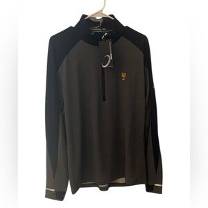 New with Tags! Presidents Cup Charcoal and Navy Long Sleeve 1/4 Zip Pullover